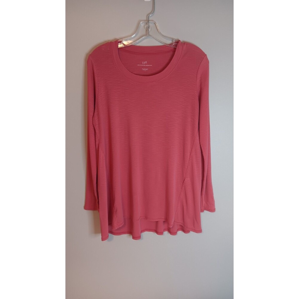 J. Jill Pima Scoop Neck Elliptical Tunic Top Sz Small TALL Pink Pima Cotton